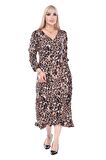 Melsay Butik Kruvaze Yaka Leopar Desen Anvelop Midi Elbise