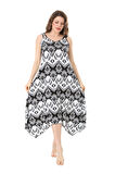 Melsay Butik Siyah Beyaz Baklava Desen Askılı V Yaka Elbise