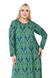 Melsay Butik Yumoş Kumaş Yeşil Dantel Desen Uzun Kollu Kadın Tesettür Elbise