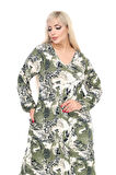 Melsay Butik Kışlık Robalı Yumoş Uzun Kollu Mavi Batik Desenli Cepli Elbise