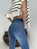 Yüksek Bel Likralı Jean Pantolon 90 Cm