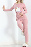 Nakışlı Fitilli Pijama Takımı Pudra1