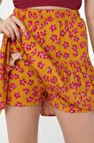Beli Lastikli Çiçek Desenli Şort Etek