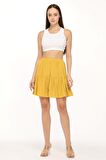 Krep Kumaş Sarı Renk Etek