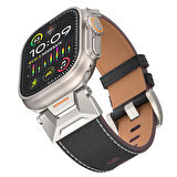 Apple Saat Kordonu Black Napa Ultra 2 49mm bant 42mm 44mm 45mm Mecha bilezik için IWatch serisi 9 8 7 6 5 4 Se 3 2