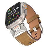 Apple Saat Kordonu Light Brown Crazy Horse Ultra 2 49mm bant 42mm 44mm 45mm Mecha bilezik için IWatch serisi 9 8 7 6 5 4 Se 3 2