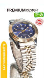 Triton Date Silver Gold Blue Kol Saati