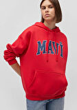 Mavi Logo Kapüşonlu Acı Kırmızı Kadın Sweatshirt 1600361-82054