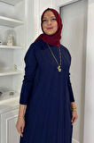 Beyza Fitilli Triko Elbise Lacivert