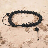 BLACK ONYX DOĞAL TAŞ 6 MM AYARLANABİLİR İP HALAT ÖRGÜLÜ BİLEZİK