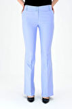 Kalın Kemerli Cepli İspanyol Bol Paça Likralı Kumaş Pantolon-A.mavi