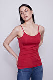 Parlak kumaş İp Askılı Şık Body-Kırmızı