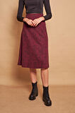 Kadın Kışlık Yünlü Jakarlı Hafif Likralı Kumaş Yüksek Bel Uzun Çan Etek-Bordo Diyagonel