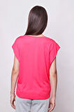 Şık Likralı Span Kumaş Kolsuz Geniş Sıfır Yaka Düşük Omuzlu Basic Tshirt Bluz-Fujya