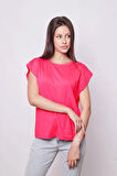 Şık Likralı Span Kumaş Kolsuz Geniş Sıfır Yaka Düşük Omuzlu Basic Tshirt Bluz-Fujya