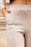 Kadın Kalın Esnek Kumaş Yan Cepli Bol Paça Yüksek Bel Rahat Kesim Palazzo Pantolon-Bej