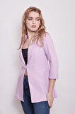 Kapri Truvakar Kol Süs Cepli Kopçalı Ofis Blazer Kumaş Ceket-Lila