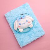 Sanrio Cinnamaroll Çizgili Peluş Defter Cüzdanlı