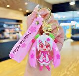 Pembe Anime Hatsune Miku Silikon Anahtarlık Model 2