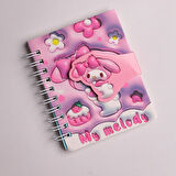 Kawaii Sanrio Hello Kitty ,Melodi ,Kuromi ,Cinnamarol Defter Mıknatıslı Mini