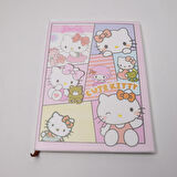 Hello Kitty Kendinden  Kaplı Çizgili Büyük Boy  Defter  100  Sayfa