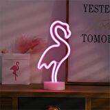 Neon Işıklı Dekoratif Flamingo Masa Gece Lambası 