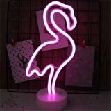 Neon Işıklı Dekoratif Flamingo Masa Gece Lambası 