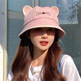 Sevimli Kedi Kova Şapka Pembe