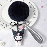 Kuromi Sanrio Silikon Anahtarlık  Pon Ponlu