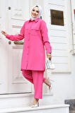 Cep Detaylı Tesettür Fuşya Takım 
