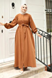 Büzgü Detaylı Ferace Kahverengi 4421