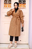 Omzu pileli Detaylı Trençkot  Camel 4429