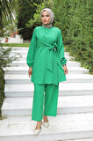 Yandan Bağlamalı Tesettür Zümrüt  Takım
