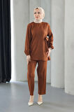 Bağlama Detaylı Takım Kahverengi