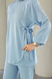Bağlama Detaylı Takım Bebe Mavisi