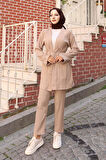 Cep Detaylı Kimono Takım Vizon