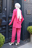 Pelerin Detaylı Takım Fuşya