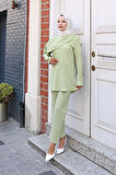 Pelerin Detaylı Takım Mint Yeşili