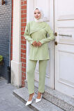 Pelerin Detaylı Takım Mint Yeşili