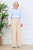 Önü Dikiş Detaylı Dabıl Pantolon Bej