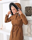 Tünel Detaylı Tesettür Camel Mont 