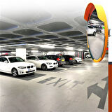 Trafik Güvenlik Aynası 80 cm Sarı-Siyah ve 2.5 m Galvaniz Flanşlı Direk Set