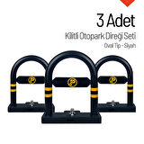 Kilitli Oto Park Direği Oval Tip 3 Adet İndirimli Set