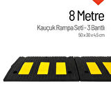 Kauçuk Rampa Set, Otopark Rampası, Kaldırım Rampası 50x30x4,5 cm - 3 Bantlı - 8 Metre
