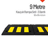 Kauçuk Rampa Set, Otopark Rampası, Kaldırım Rampası 50x30x4,5 cm - 3 Bantlı - 9 Metre
