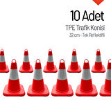 10'lu TPE Trafik Konisi Seti 32 cm Tek Reflektifli Trafik Dubası
