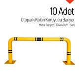 10'lu Otopark Kolon Koruyucu Bariyer Seti, Metal Bariyer 104x46cm