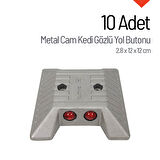 10'lu Metal Cam Kedi Gözü Yol Butonu Seti 2.8 x 12 x 12 cm