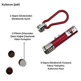  3 Fonksiyonlu Kırmızı Beyaz Işıklı Led Lazer Kedi Köpek Oyuncak Anahtarlık