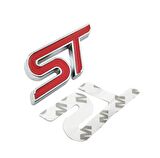 Ford ST 3D Metal Arma Amblem Logo Arka Kırmızı